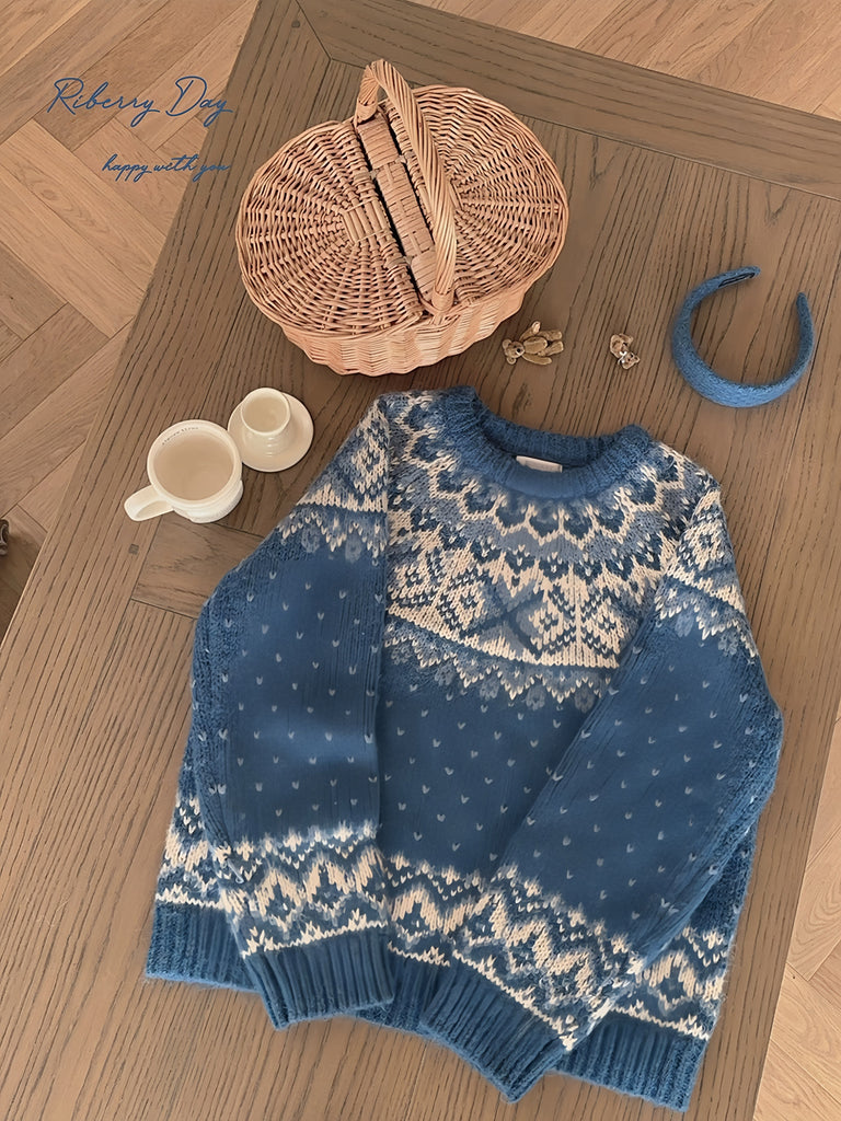 Vintage Fairy fairisle sweater wool blended - Premium Sweater from RIBEERY - Just $25.50! Shop now at Peiliee Shop