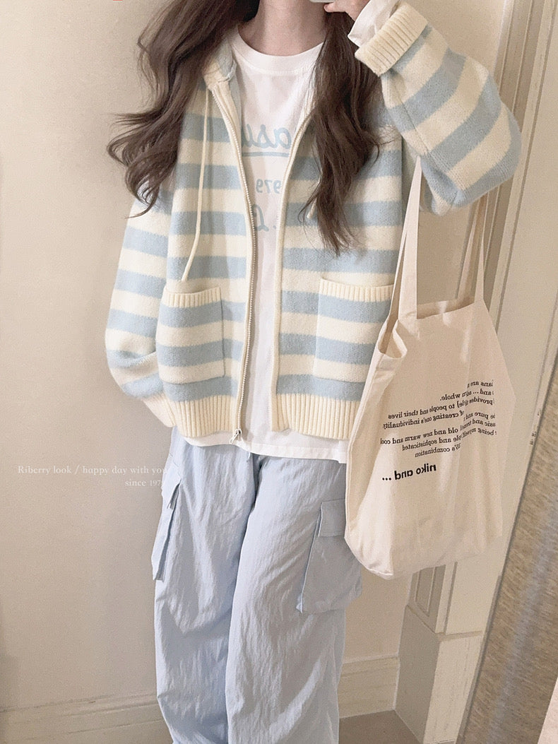 Get trendy with Pastel Cloud Knitting Hoodie Cardigan - Sweater available at Peiliee Shop. Grab yours for $39.90 today!