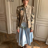 UNOSA Ice Blue Satin A-Line Skirt