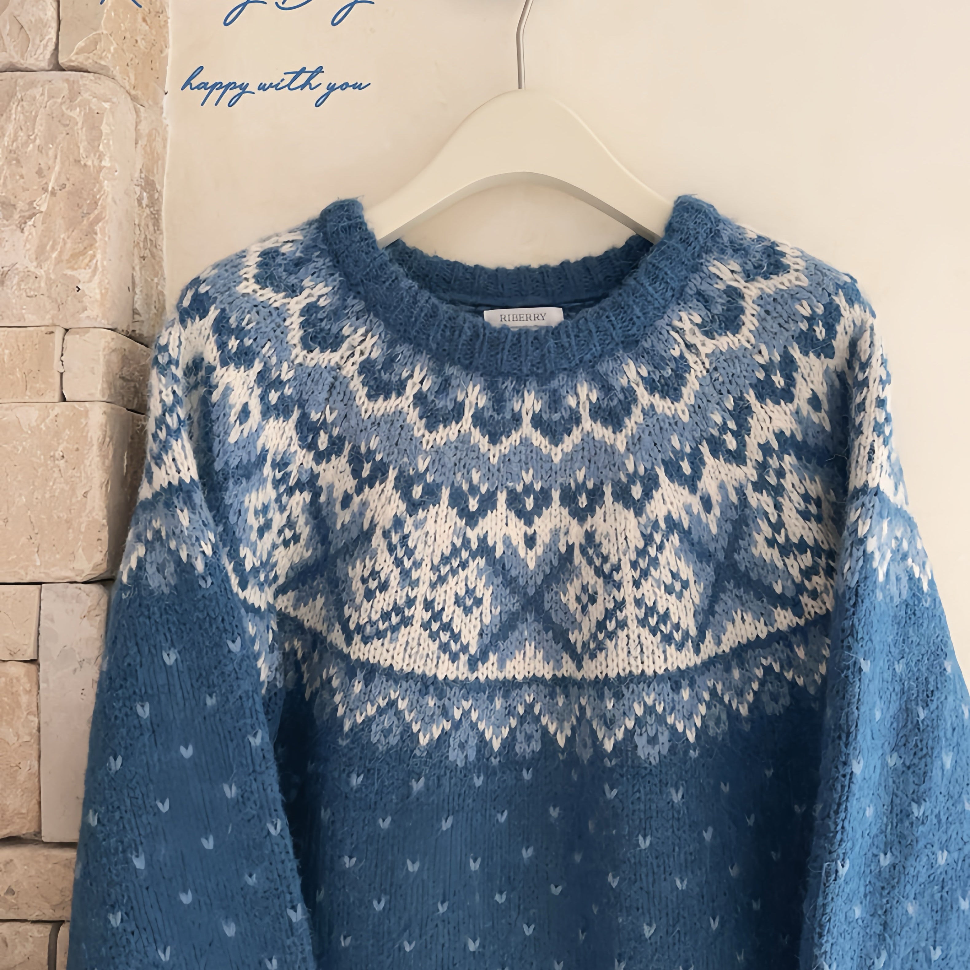 Get trendy with Vintage Fairy fair isle sweater wool blended - Sweater available at Peiliee Shop. Grab yours for $25.50 today!