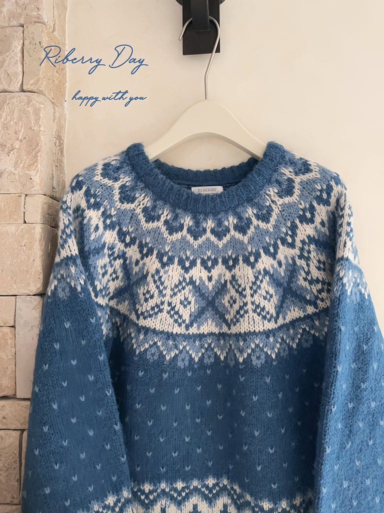 Vintage Fairy fair isle sweater wool blended - Premium Sweater from RIBEERY - Just $25.50! Shop now at Peiliee Shop