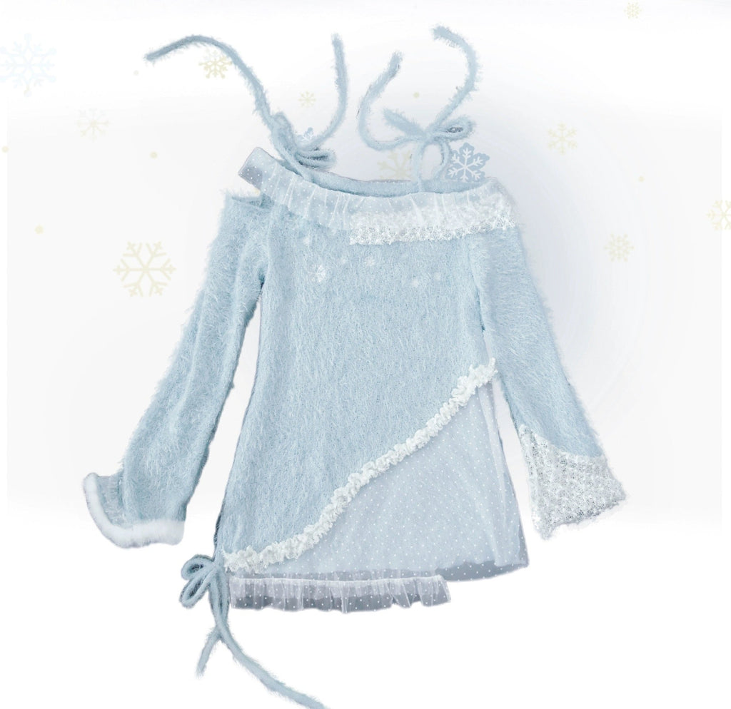 [Rose Island] Snowfall Knit Off-Shoulder Embroidered Sweater - Premium Coats & Jackets from Rose Island - Just $46! Shop now at Peiliee Shop