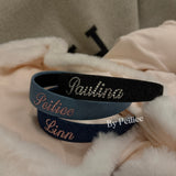 Custom Name Sugar Denim Babydoll Hairband Handmade Gift