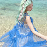 Get trendy with [August Unicorn] Klein Blue Dreamy Outer Dress - Dresses available at Peiliee Shop. Grab yours for $62 today!