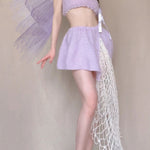 Get trendy with [Tailor Made] Lavender Dream Fairy Style Knitting Set with glass Pearl on bralette and skirt -  available at Peiliee Shop. Grab yours for $118 today!