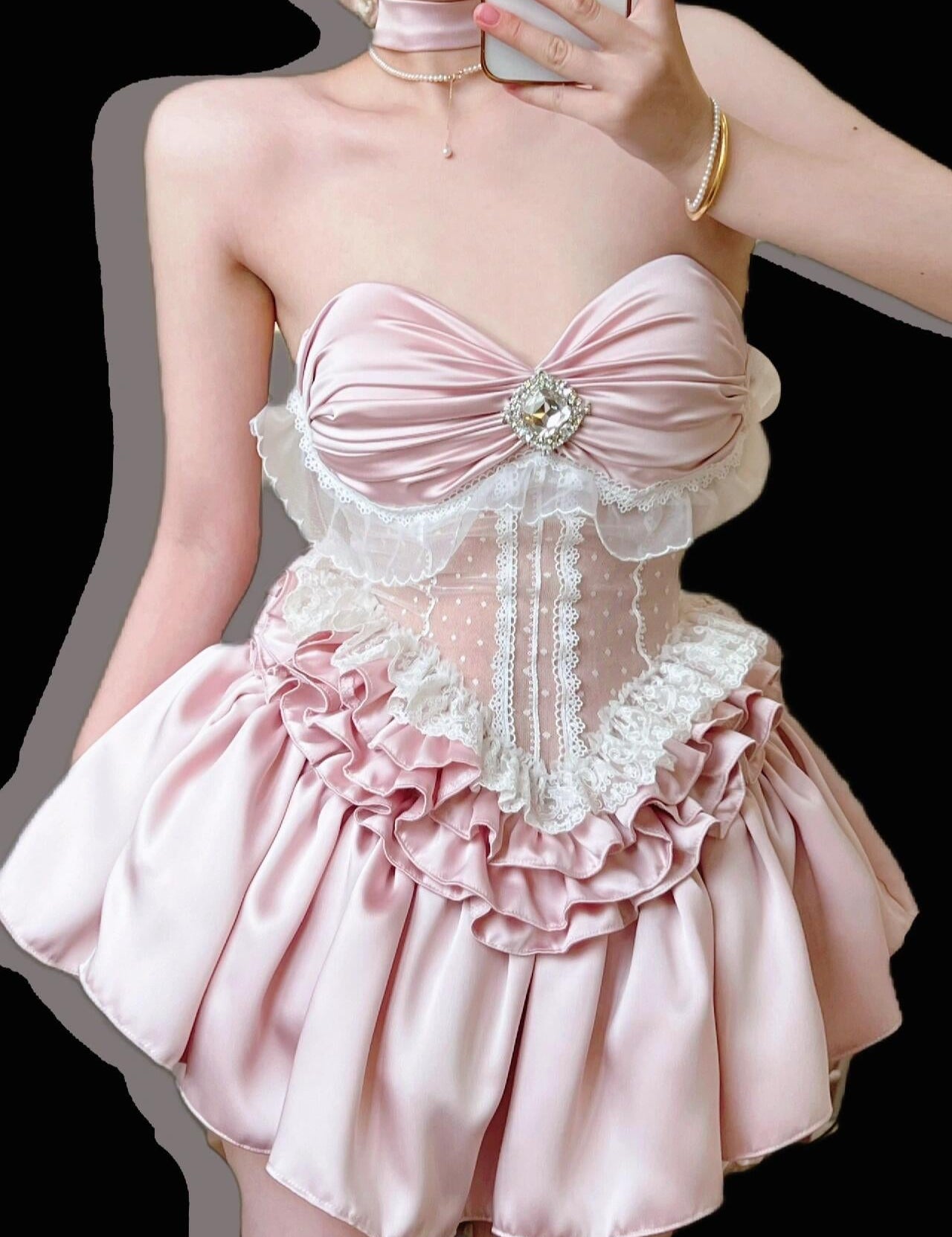 Get trendy with [Tailor Made] Sakura Fairy Lace Corset Top -  available at Peiliee Shop. Grab yours for $62 today!