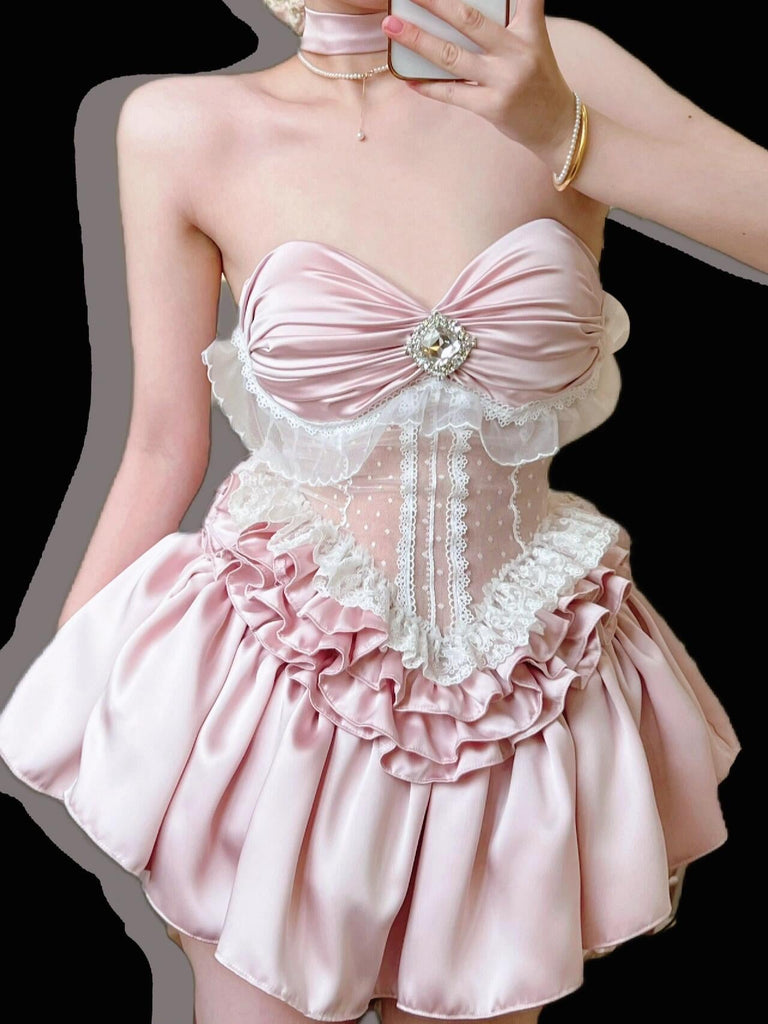 Get trendy with [Tailor Made] Sakura Fairy Lace Corset Top -  available at Peiliee Shop. Grab yours for $62 today!