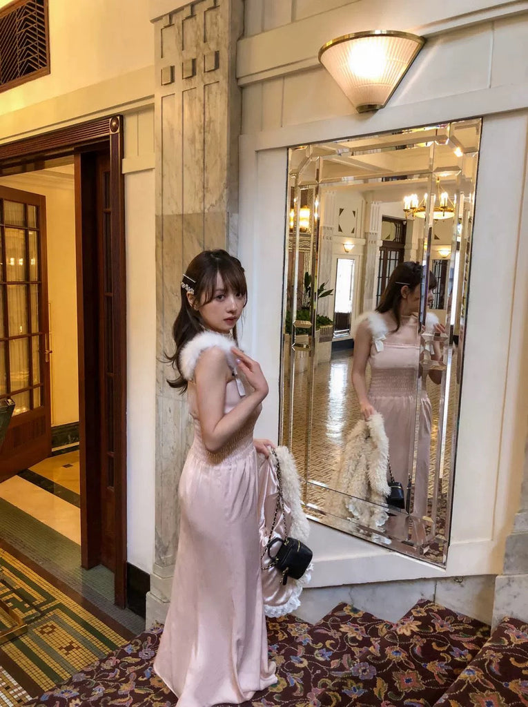 Mon Chérie Belle Charm Satin Midi Dress Evening Dress - Premium Dresses from Rose Candy - Just $36! Shop now at Peiliee Shop