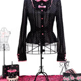 Evil Tooth Paris Girl Polka Dot Bow Blouse