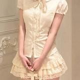 KittenClaw Vintage Lace Cross 100% Cotton Top