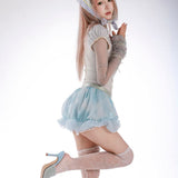 Rose Island Clematis Jellyfish Lace Knit Puff Sleeve Top