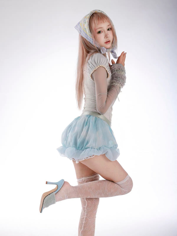 Rose Island Peach Jellyfish Bubble Mini Skirt