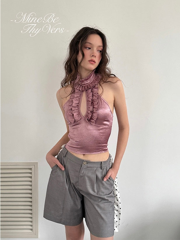 Get trendy with [Mine Be Thy Vers] Rose night crop top - Shirts & Tops available at Peiliee Shop. Grab yours for $55 today!
