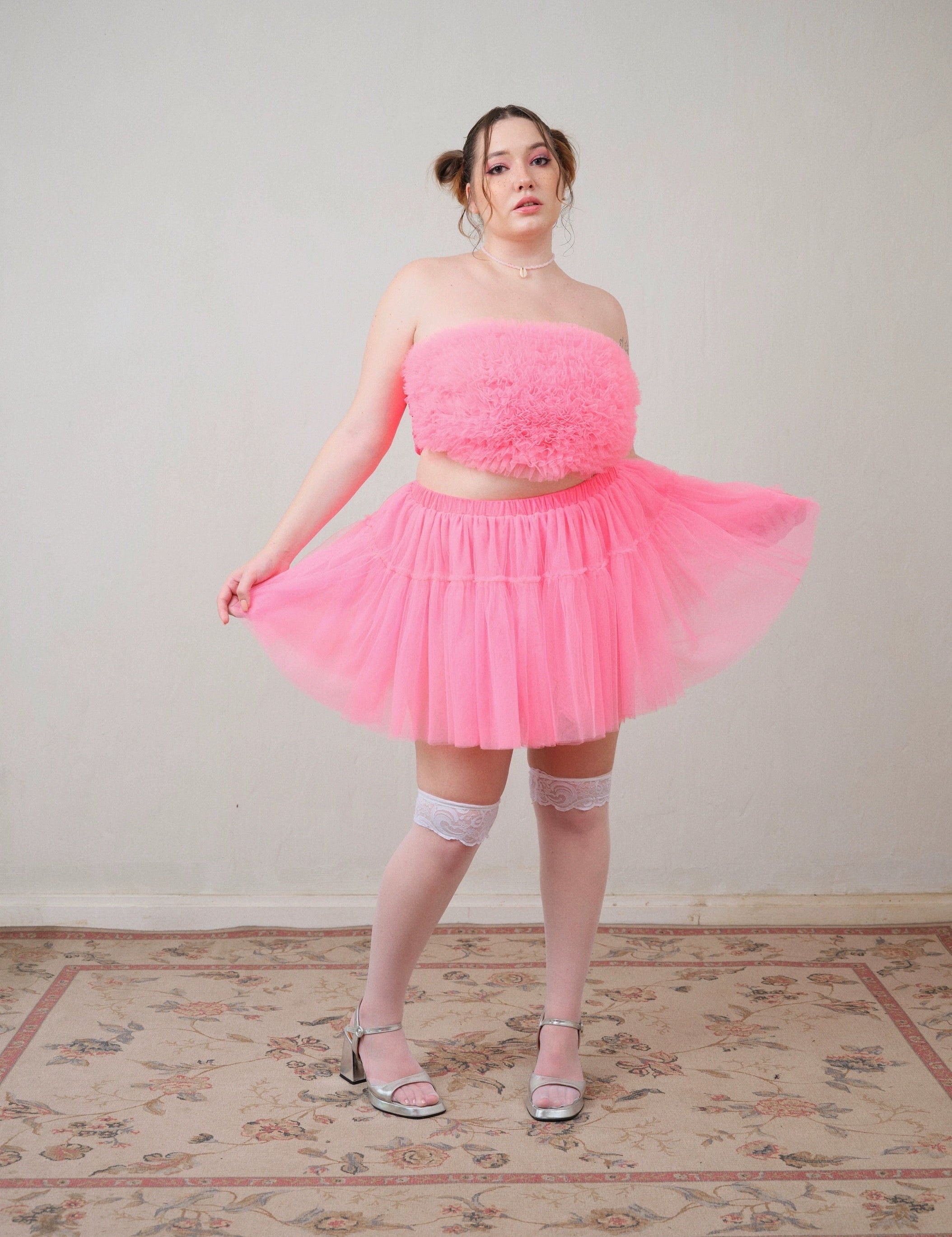 Get trendy with [Curve Beauty]Shy Girl Strapless Puffy Mini Skirt Set -  available at Peiliee Shop. Grab yours for $37 today!