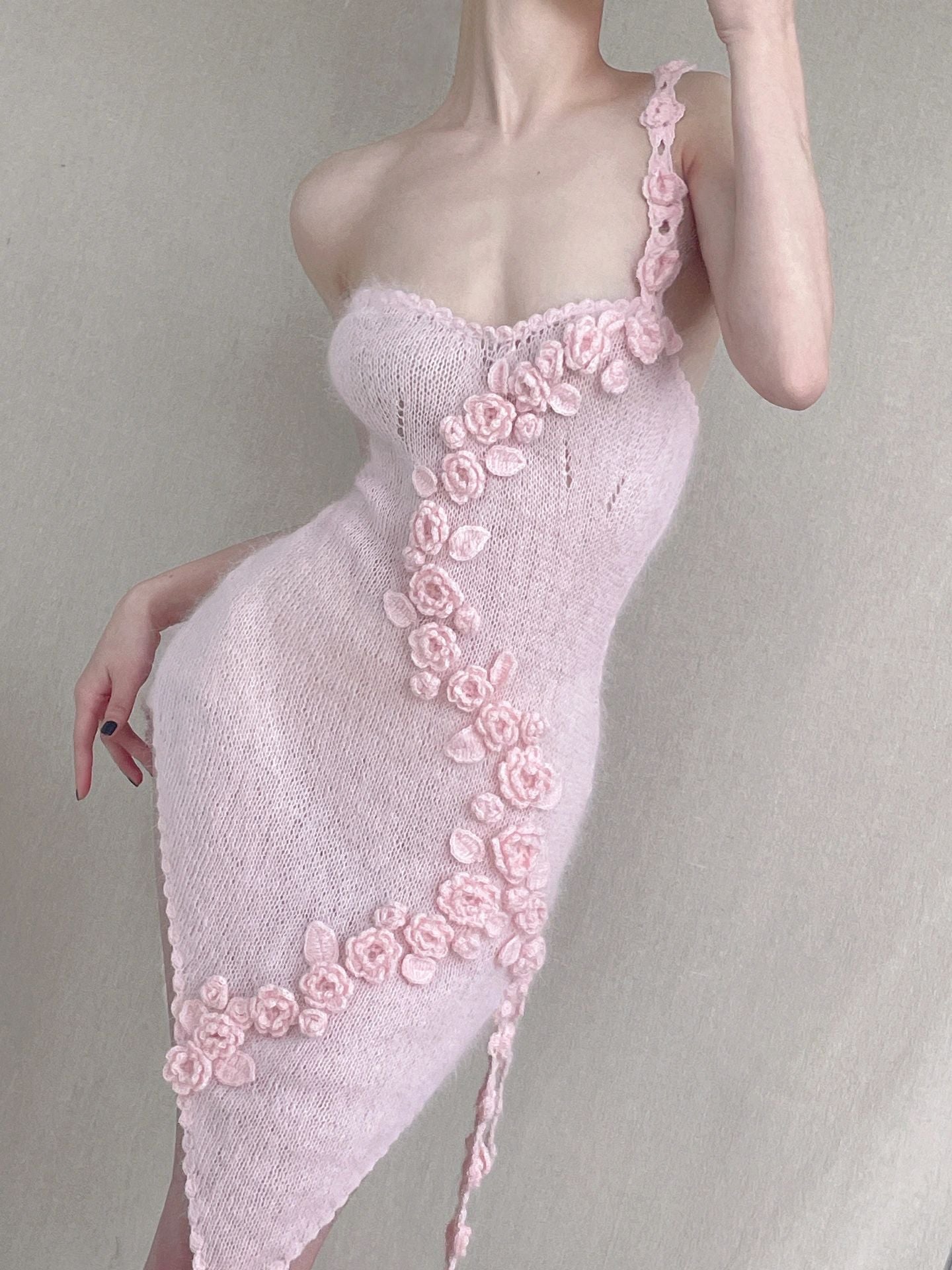 Get trendy with [Tailor Made] Romantic Floral Dream Hand Knitted Dress -  available at Peiliee Shop. Grab yours for $118 today!