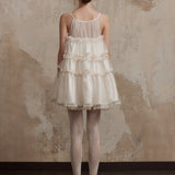 Fa Sogno White Mélodie de Tulle Bellet Ruffle Dress