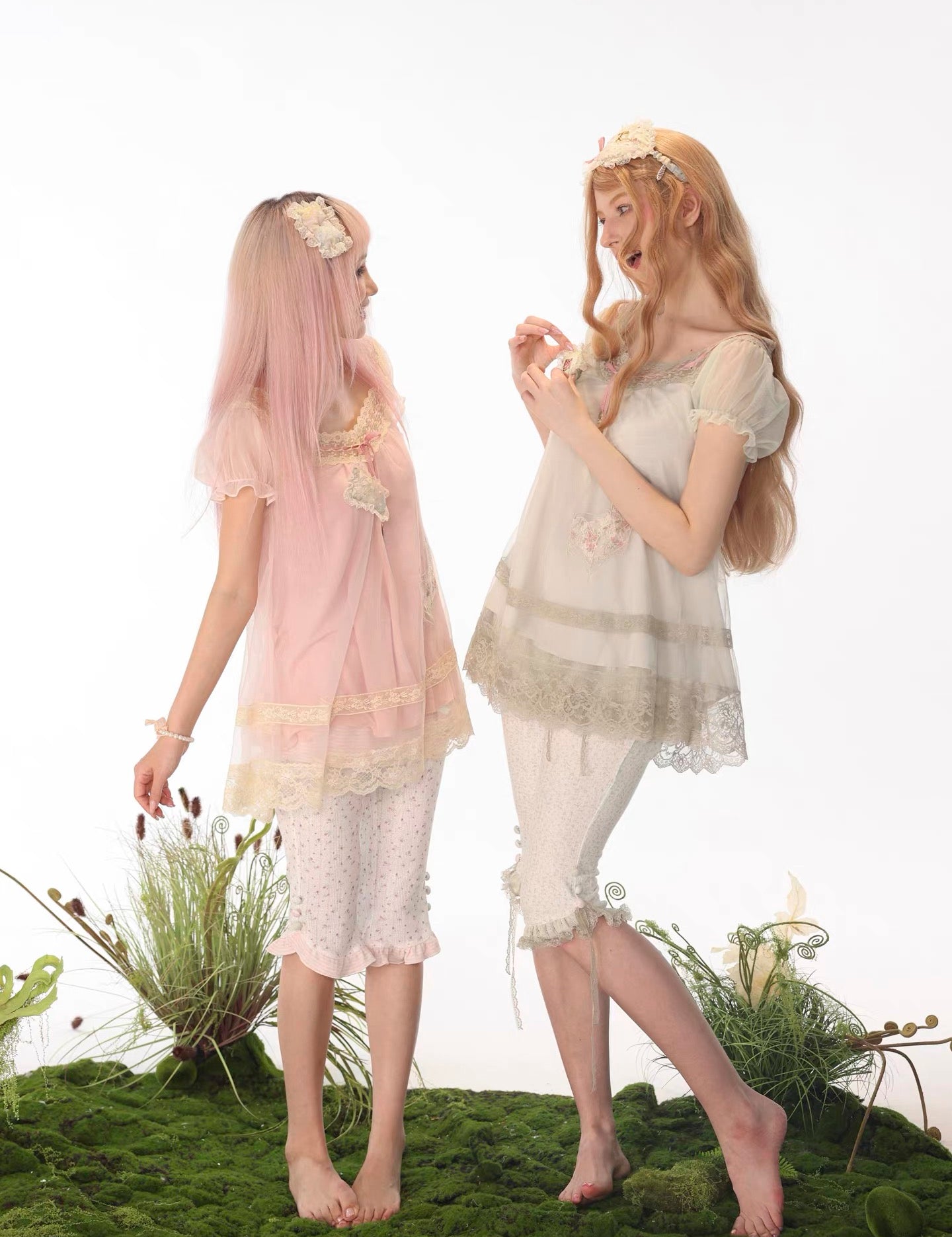 Rose Island Moss Garden Skirt-on Capri Pants Shorts