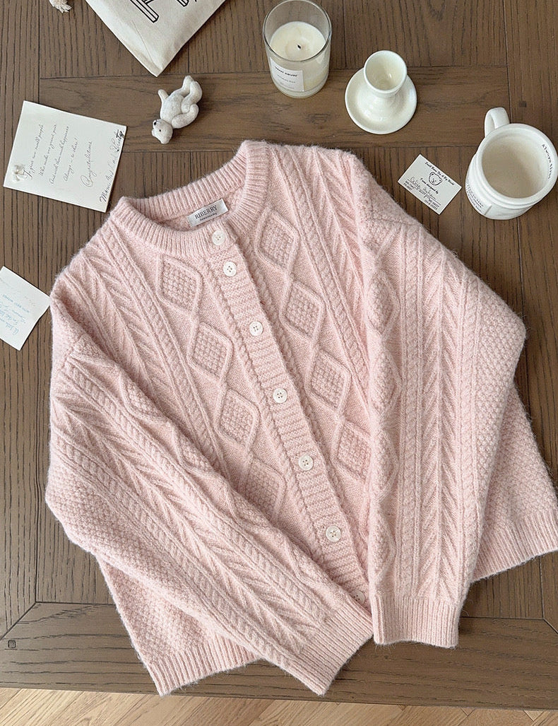 Get trendy with Angelic Sakura pink soft knitting sweater cardigan - Sweater available at Peiliee Shop. Grab yours for $25.50 today!