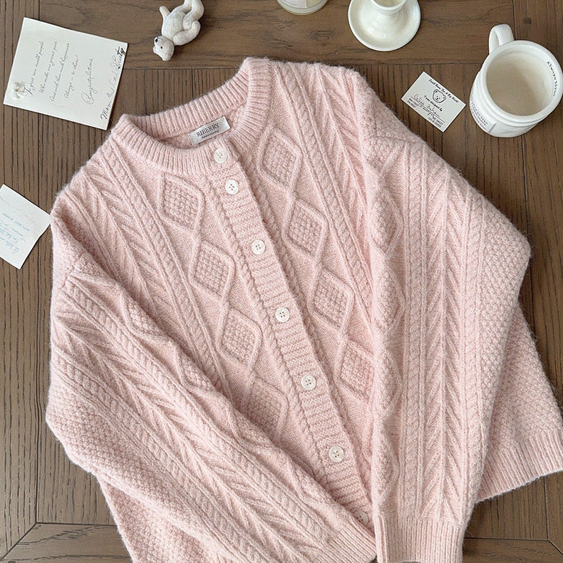 Get trendy with Angelic Sakura pink soft knitting sweater cardigan - Sweater available at Peiliee Shop. Grab yours for $25.50 today!