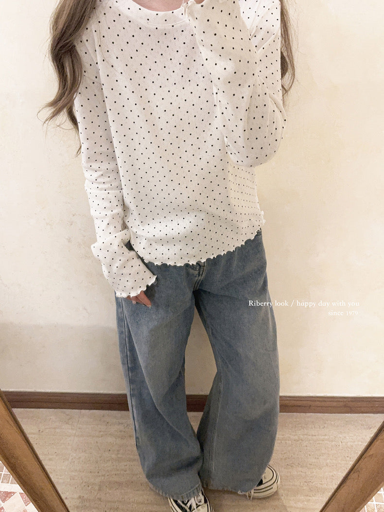 Get trendy with Simple Days with cotton dot dot top matching - Sweater available at Peiliee Shop. Grab yours for $18 today!