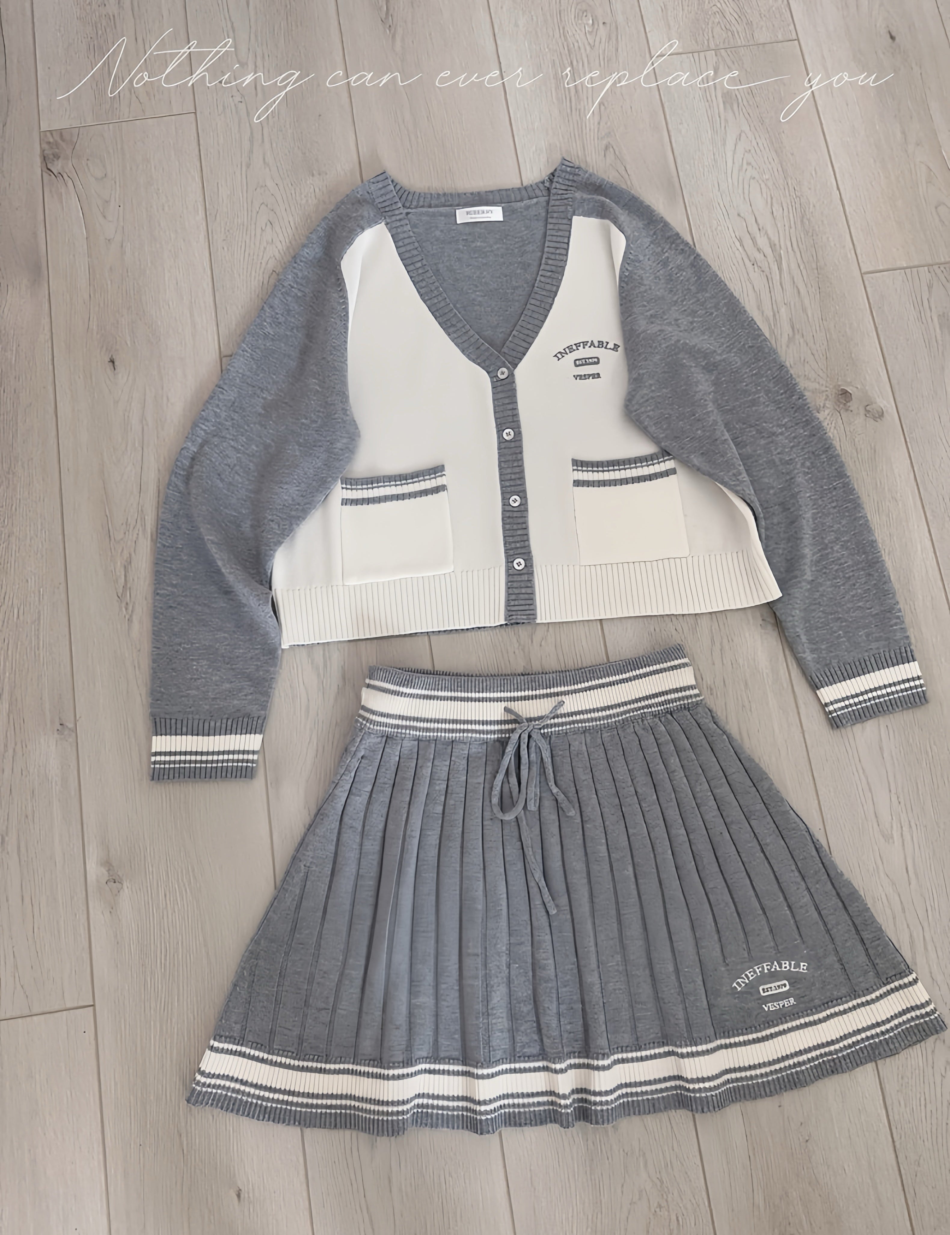 Get trendy with School days wool blended knitting cardigan skirt set - Sweater available at Peiliee Shop. Grab yours for $19.90 today!