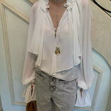[Pre-order 15% At Checkout] SPOII UNOSA Clair de Romance Ruffle Sleeve Blouse