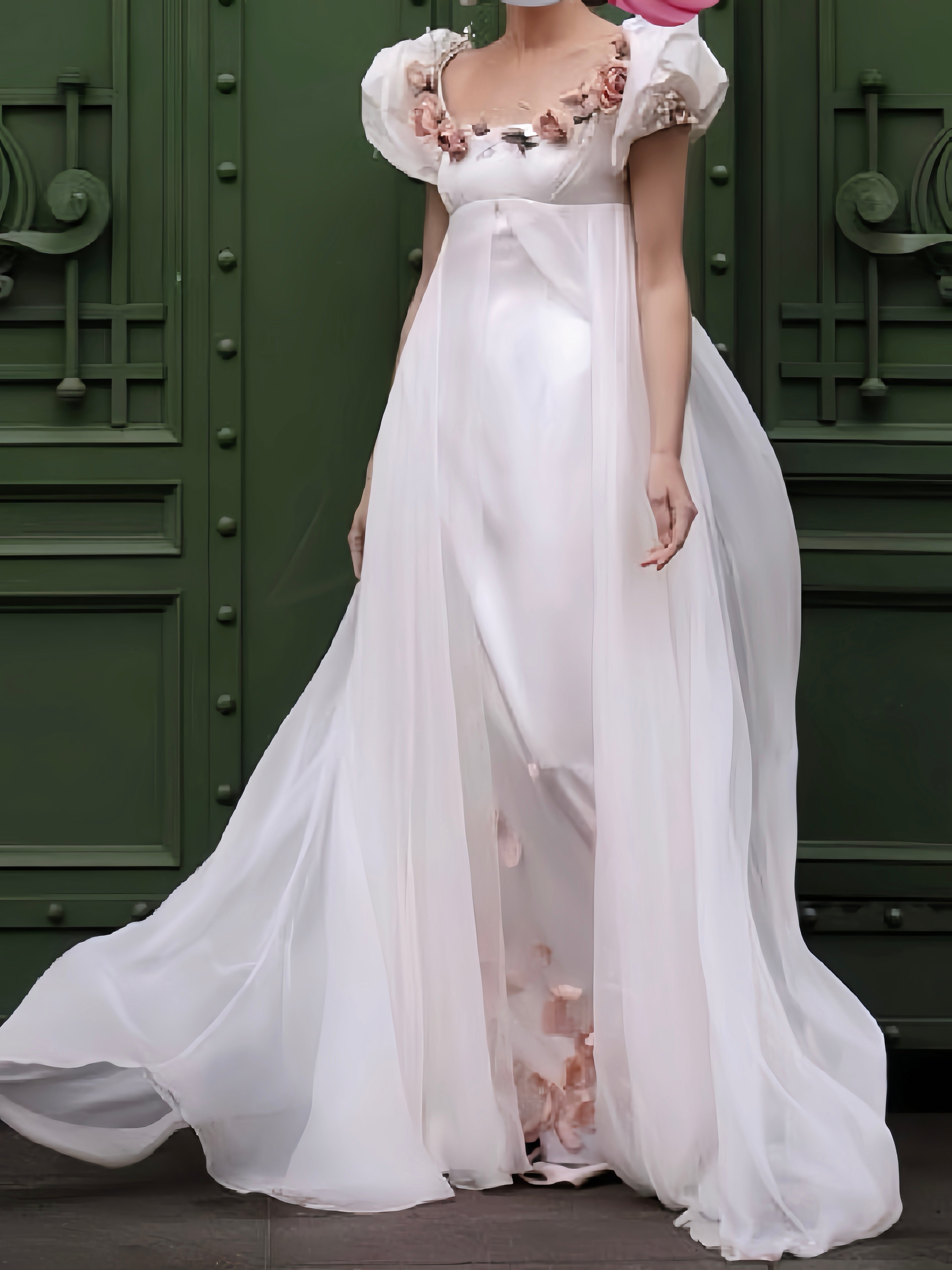 Get trendy with [100% Silk Version With Tailor Made Size] Lily Frost fall empire dress gown (Worldwide Free Shipping)o -  available at Peiliee Shop. Grab yours for $640 today!