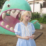 August Unicorn Gingham Sailor Puff Sleeve Dress