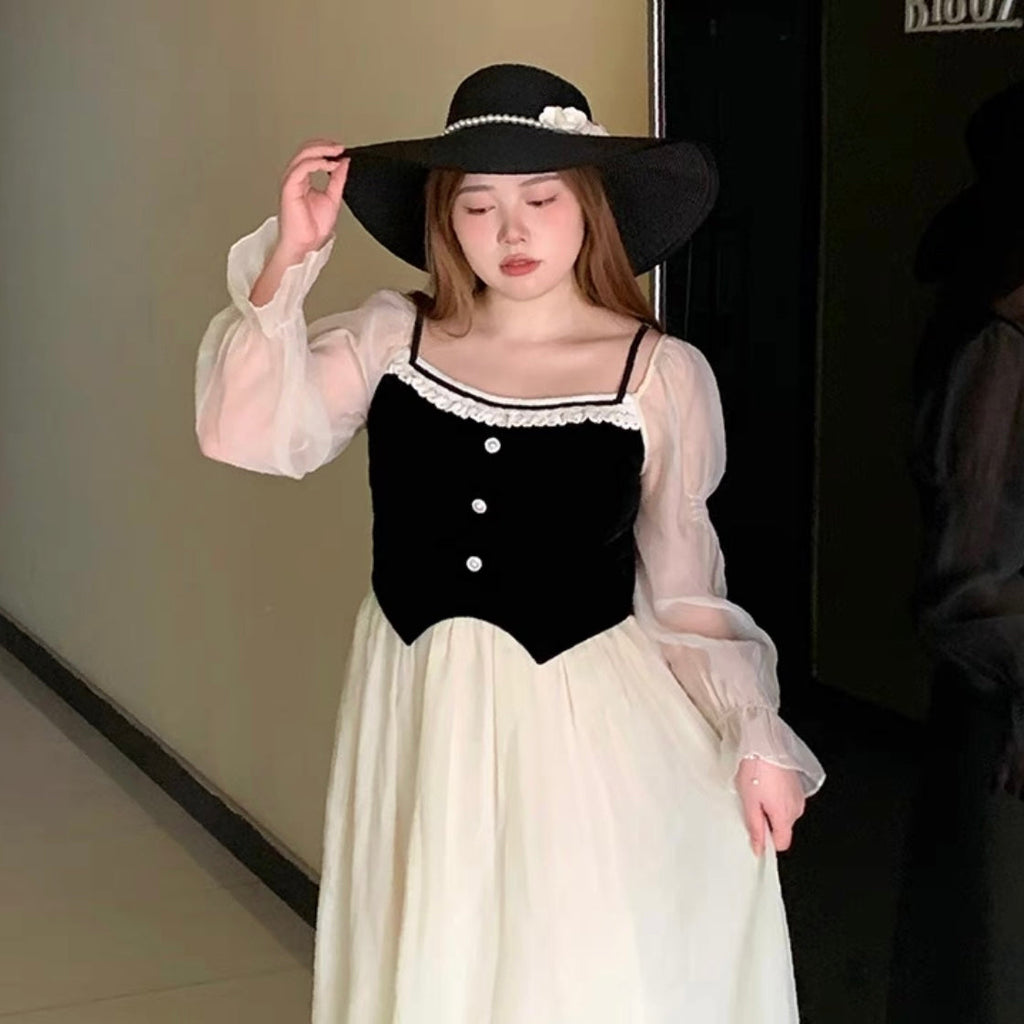 [Curve Beauty] French Enchanted Escaping Princess Dress(Plus Size 200 lbs) - Premium Dresses from DAJUN - Just $37! Shop now at Peiliee Shop
