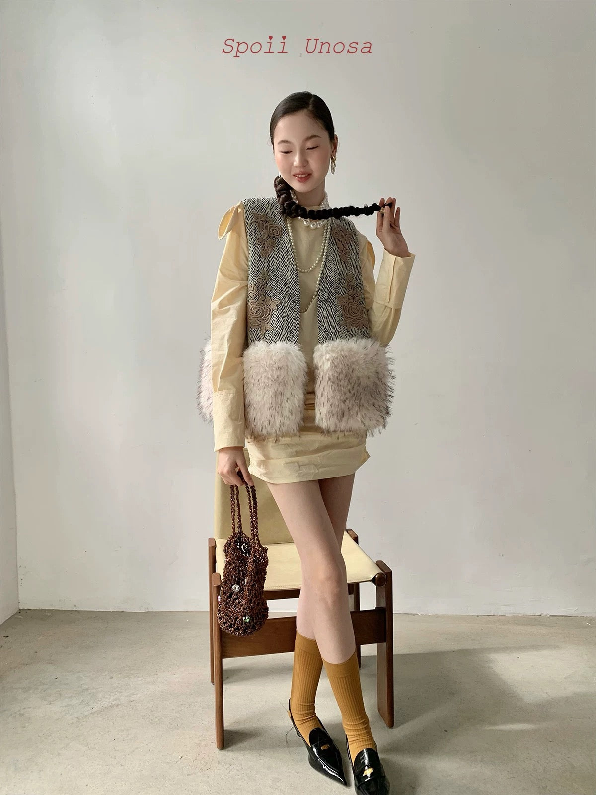 Get trendy with [SPOII UNOSA] Vintage Charm Faux Fur Autumn Vest - Coat available at Peiliee Shop. Grab yours for $66 today!