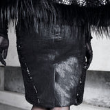 [Blood Supply] Shadow Stalker Gothic PU Leather A-line Skirt
