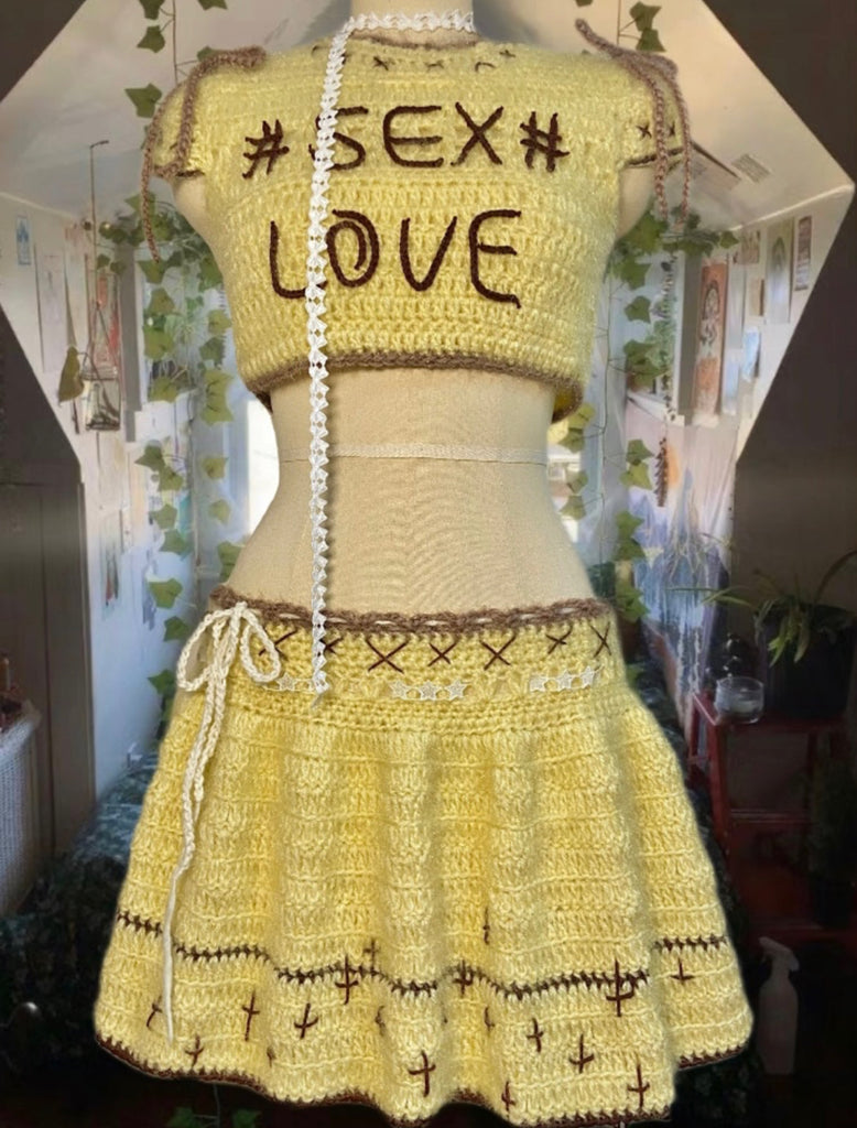[Customized Handmade] Sex and Love Knitting Top and Skirt set - Premium  from Windoii - Just $65! Shop now at Peiliee Shop