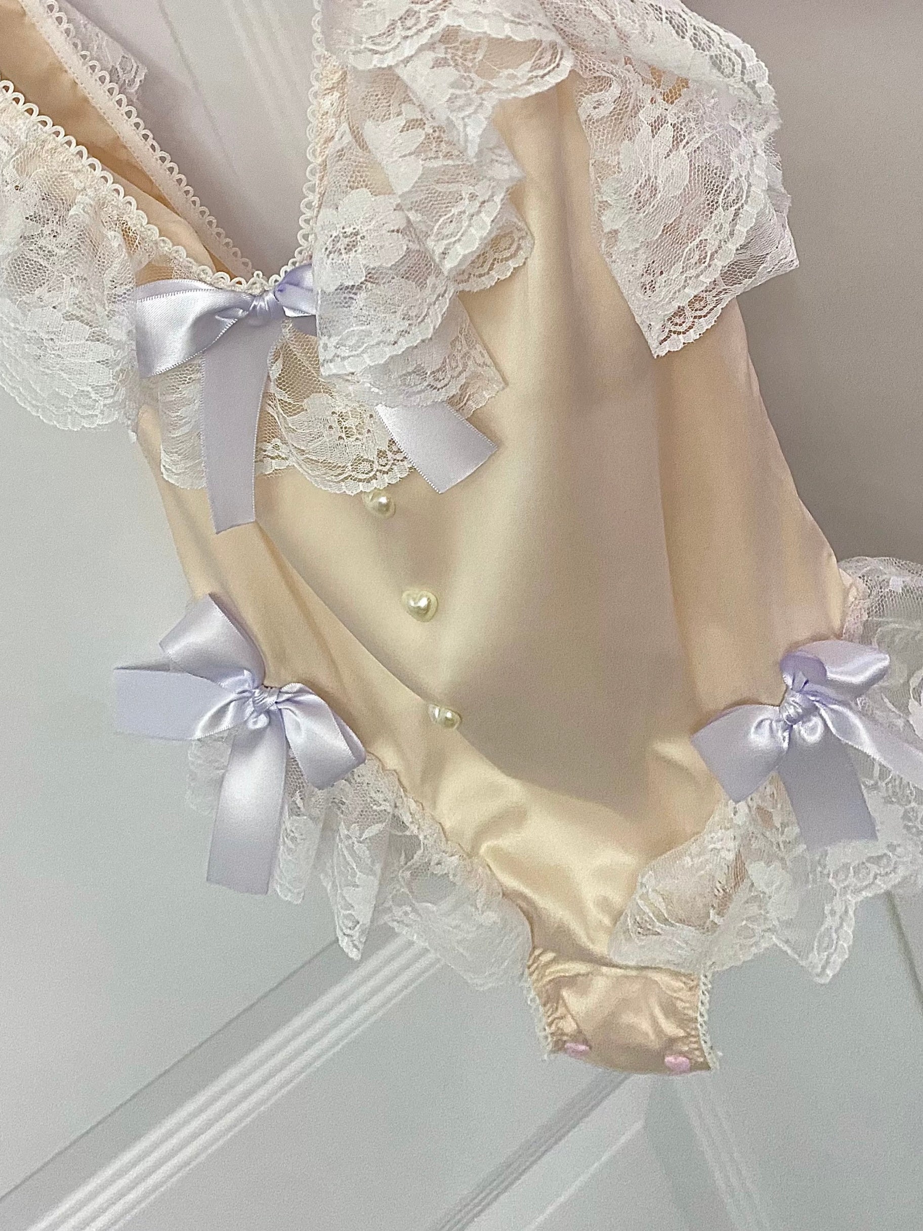 Get trendy with [Handmade Lingeire] Beige Angel Melody Lingerie Bodysuit -  available at Peiliee Shop. Grab yours for $39.90 today!