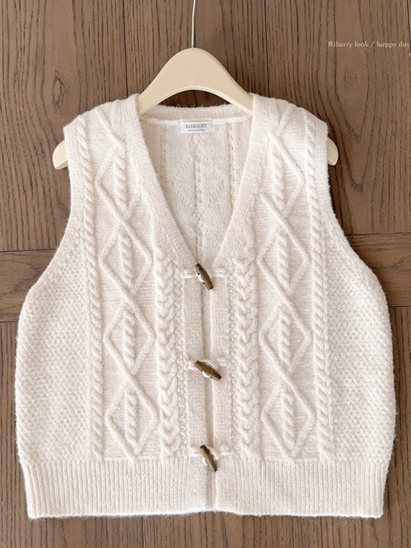 Get trendy with Vintage Cottage Girl Wool Blended Vest - Sweater available at Peiliee Shop. Grab yours for $19.90 today!