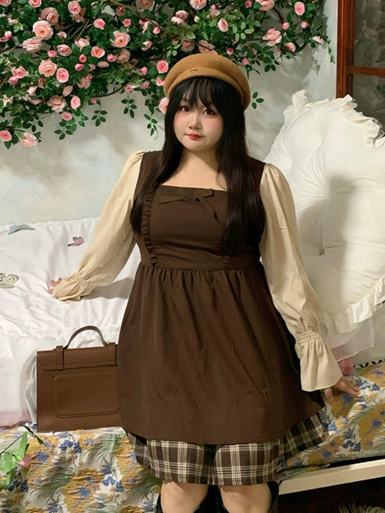 [Curve Beauty] Hazelnut Chocolate Dress(Plus Size 200 lbs) - Premium Dresses from DAJUN - Just $39! Shop now at Peiliee Shop