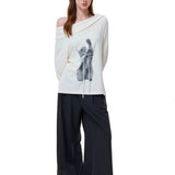 Reabobo Kitty Ribbon Off-shoulder Top