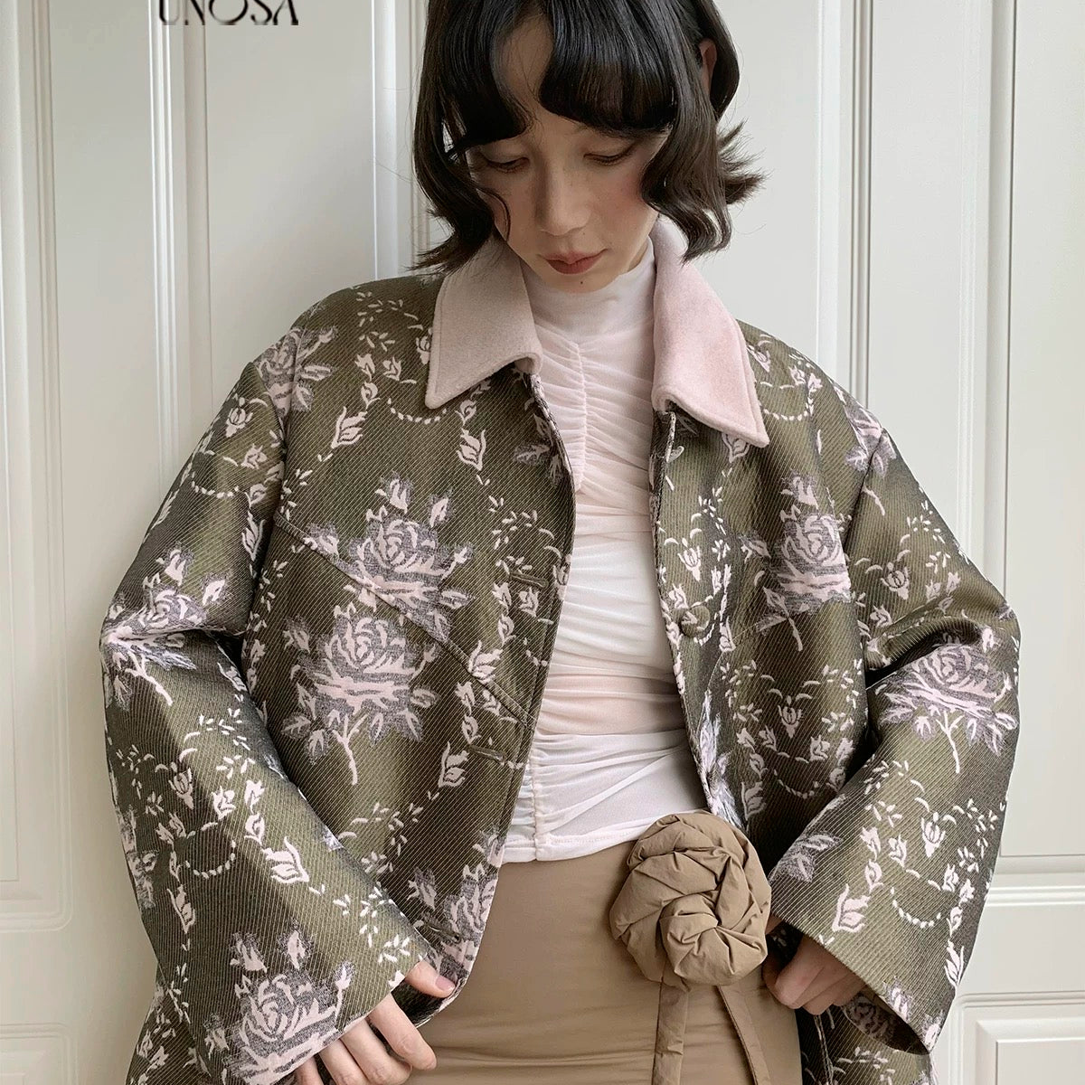 Get trendy with [UNOSA] Ask For A Rose Vintage Floral Oversized Coat - Coats & Jackets available at Peiliee Shop. Grab yours for $140 today!