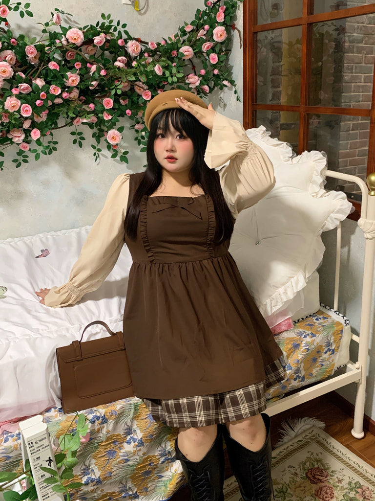 [Curve Beauty] Hazelnut Chocolate Dress(Plus Size 200 lbs) - Premium Dresses from DAJUN - Just $37! Shop now at Peiliee Shop