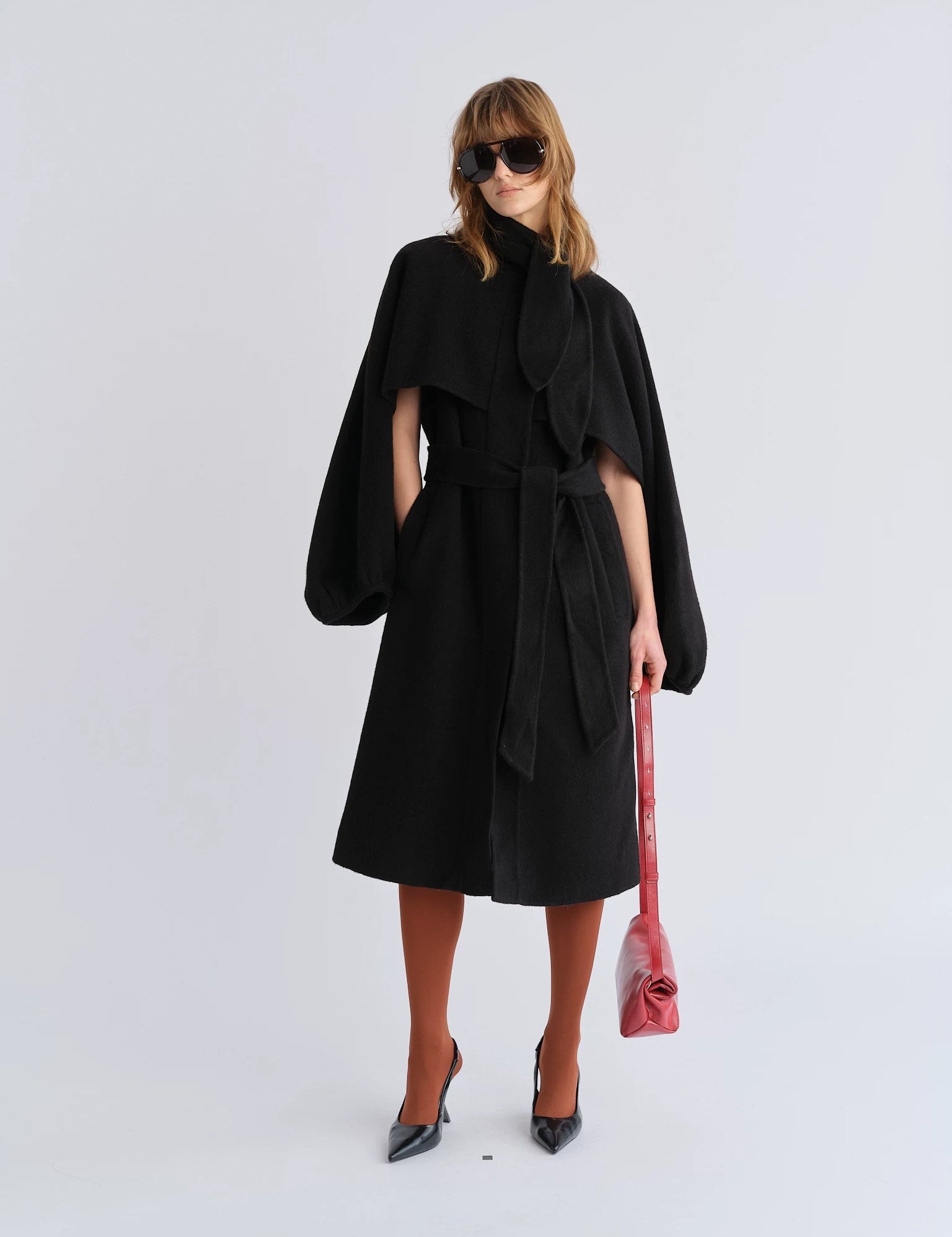 [12% Off At Checkout] PREEKEND 100% Wool Cape-Style Maxi Coat