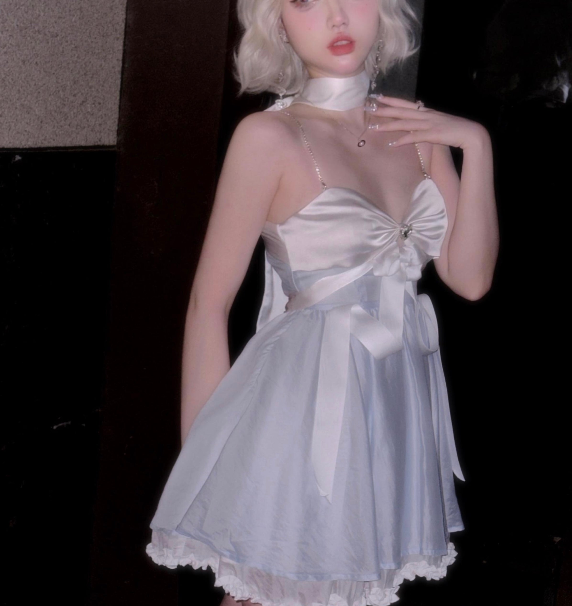Get trendy with Moonlight Goddess Ribbon Mini Dress -  available at Peiliee Shop. Grab yours for $49.90 today!