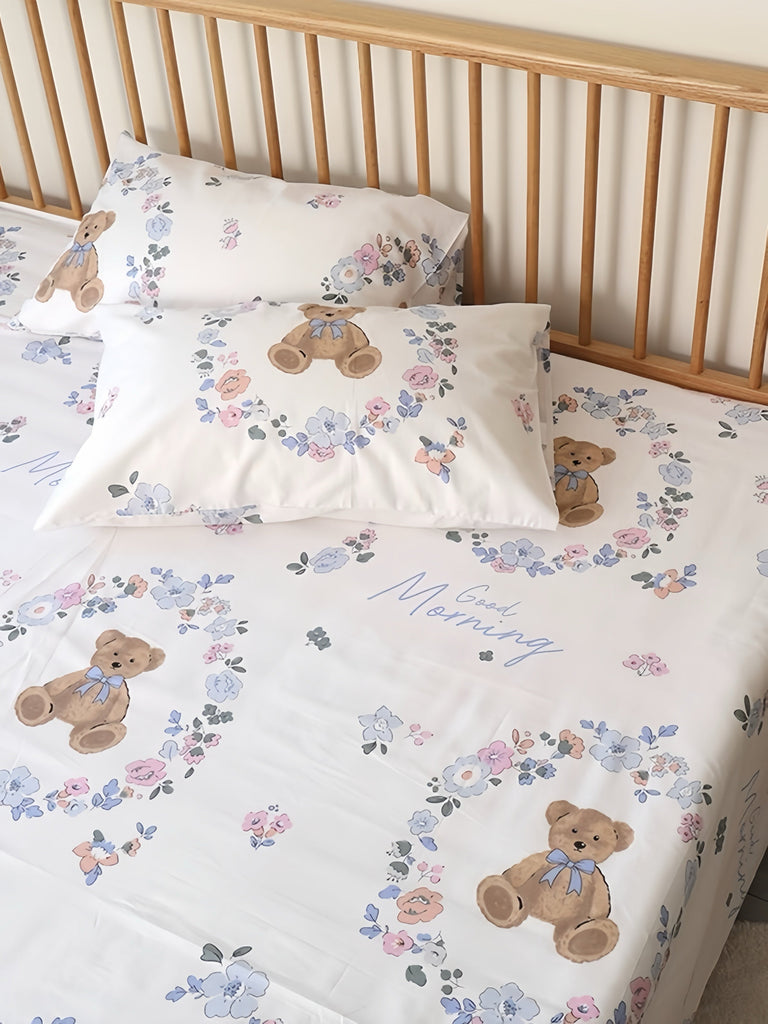 Get trendy with Morning Mr. Bear Cotton Pillow Case -  available at Peiliee Shop. Grab yours for $9.90 today!
