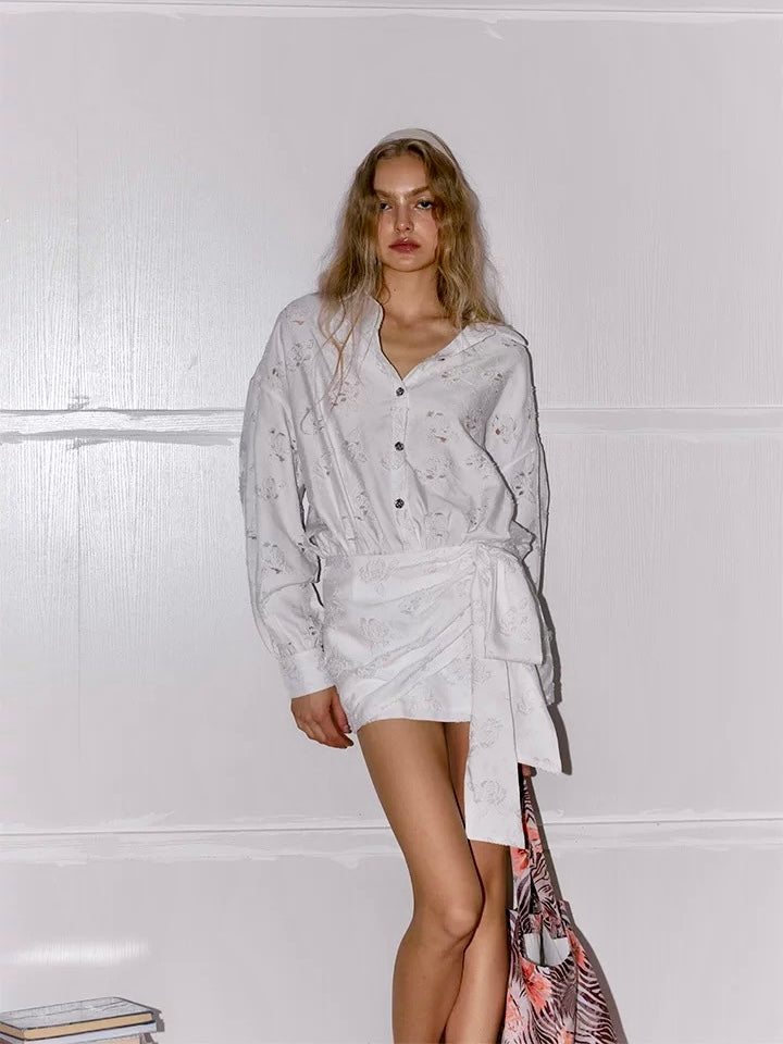 Get trendy with [Minebythyvers] Lune Étoilée Shirt Dress Bodycon Mini Dress - Shirts & Tops available at Peiliee Shop. Grab yours for $59.90 today!