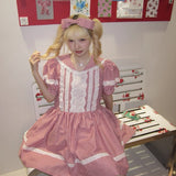 August Unicorn Gingham Sailor Puff Sleeve Dress