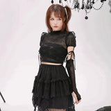 [Evil tooth] Gothic Veil Tiered Mini Lace Skirt