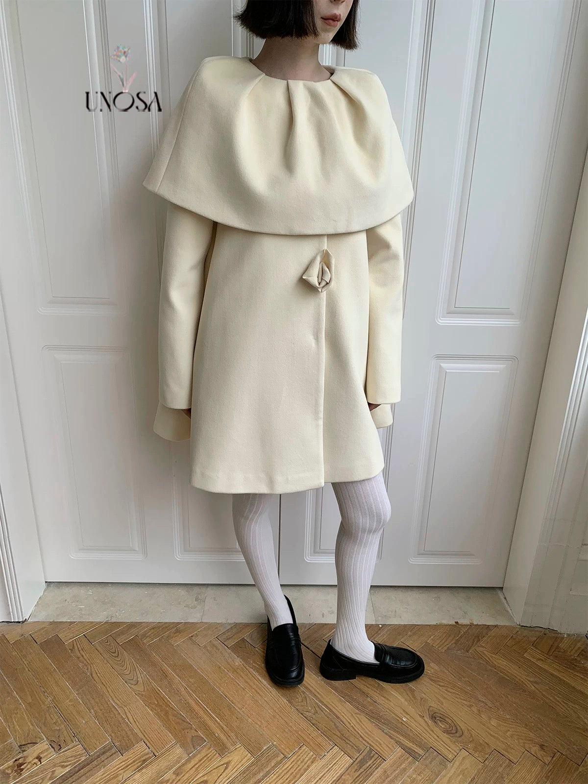 Get trendy with [UNOSA] Flowery Girls Club - Princess Style A-line Wool Coat - Coats & Jackets available at Peiliee Shop. Grab yours for $145 today!