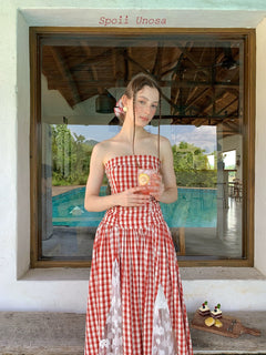 Get trendy with [SPOII UNOSA] Garden Dress Gingham Midi Dress Gown -  available at Peiliee Shop. Grab yours for $72 today!