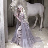 Blood Supply Moonlight Spirit Flower Semi-sheer Tulle Long Cap