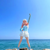 Evil Tooth Sailor Girl Halter Dress Set Pink