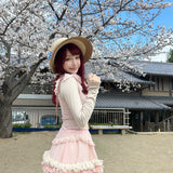 [Rose Island] Soft Rosy Kiss Crop Top and Ruffle Tulle Skirt Set