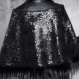 [Blood Supply] Shadow Stalker Gothic Faux Fur Cape Coat PU Leather